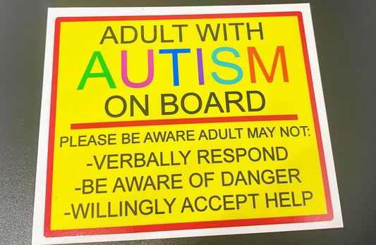 Adult With Autism Vehicle Warning Sticker