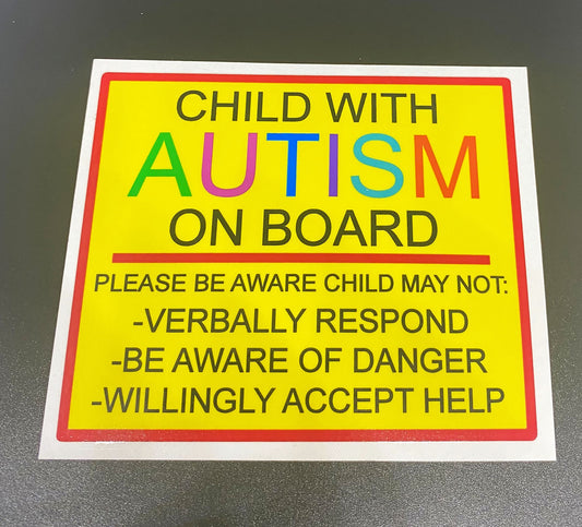 Child With Autism Vehicle Warning Sticker
