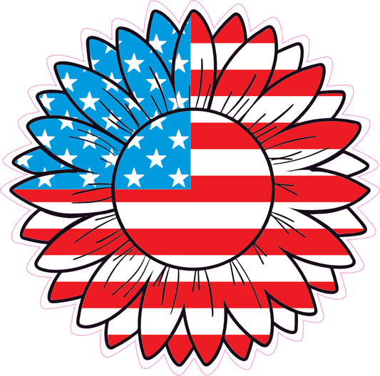 American Flag Sunflower Sticker