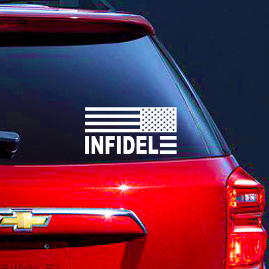 Infidel American Flag Decal (Set of 1 standard flag and 1 reverse flag)